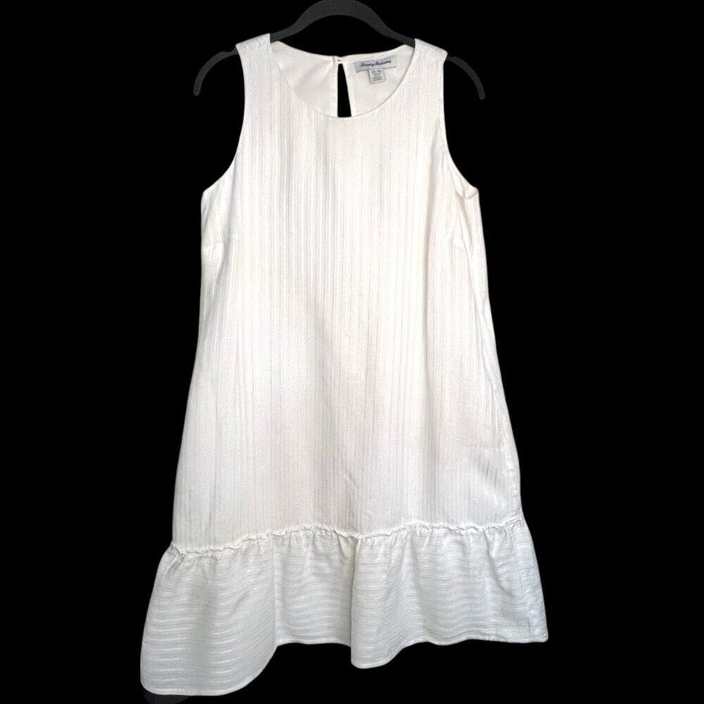 Tommy Bahama Women's Size XS Linen Blend Dress Sleeveless Ruffle Hem Metallic - Picture 6 of 13